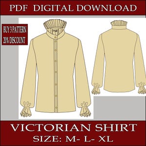DIY viktorianisches Hemd Renaissance Fantasy Mittelalter Vorlage Muster Entwurf Pdf Vektor druckbare digitaler Download Cosplay Kostüm Larp pdf