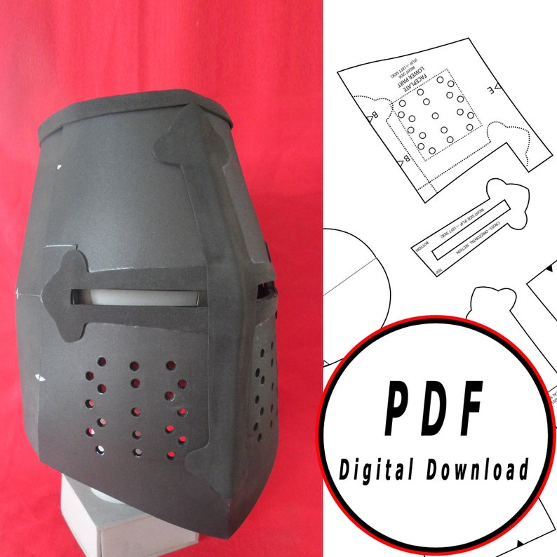 DIY Great helmet eva foam crusader medieval Template pattern Etsy