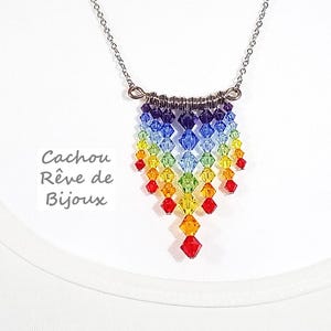 Naszyjnik tęczowy Czakry 7x7 Spinning Tops Swarovski Crystal Cable Chain Stal nierdzewna tęczowa duma LGBT gaypride