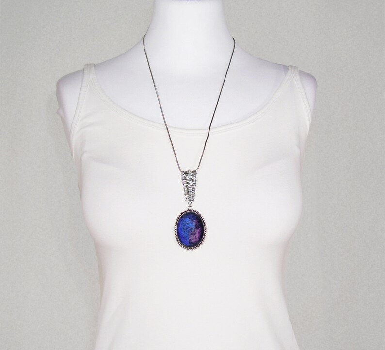 Table Table Star Galaxy Nebula Blue pink pendant Cabochon scale connector Cabochon glass hand-painted chain trombone steel