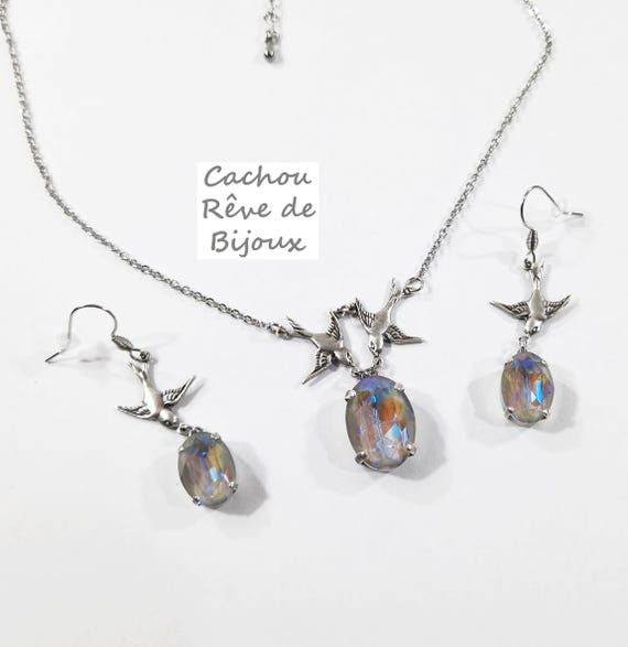 bird pendant swarovski swallow necklace