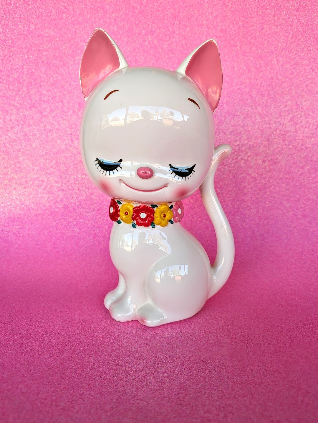 Rune Naito Cat Piggy Bank Period Pottery Vintage Rare Showa Retro From ...