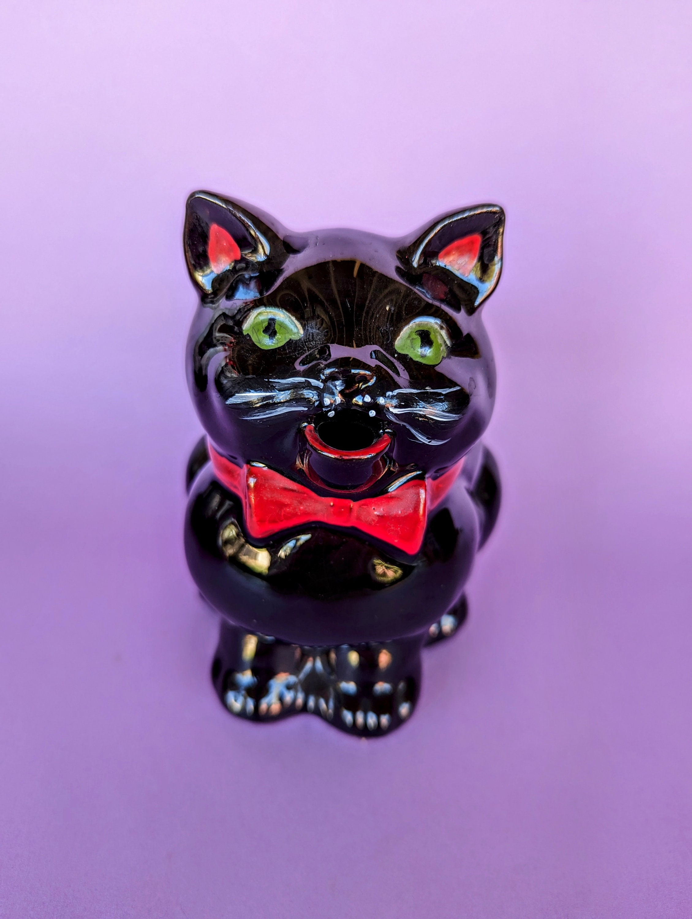 Black Shafford Cat Redware Anthropomorphic Creamer Figurine