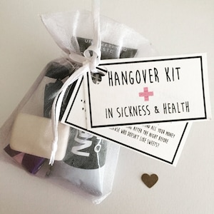 Hangover Kits, Survival Kits, Wedding Favours, Hen do gifts, Hen party Survival kits, wedding survival kits, bridesmaid gifts