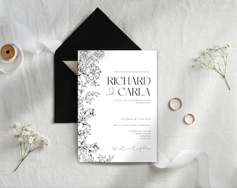 Floral Wedding Invitation Suite | Editable Template (Instant Download)