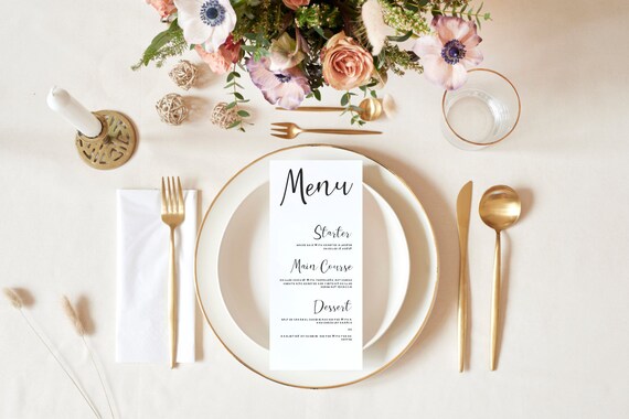 Wedding Menu Wedding Reception Menu Wedding Menu Cards Etsy