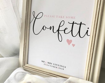 Confetti Sign, wedding Confetti sign, personalised wedding signs, A4 wedding sign