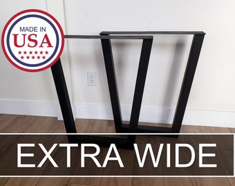 Pair of Extra Wide Metal Table Legs - Metal Trapezoid Table Legs - Metal Legs - Dining Table Legs - Kitchen Table Legs - Coffee Table Legs