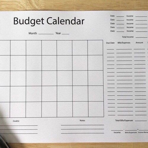 Blank Budget Calendar/beginner Budgeting Calendar/printable - Etsy
