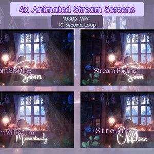 ANIMATED 4x Witchy Herbalist Room Stream Screens // Magical Twitch Screens // Witch Aesthetic Screens // Cozy Overlay // VTuber Overlay
