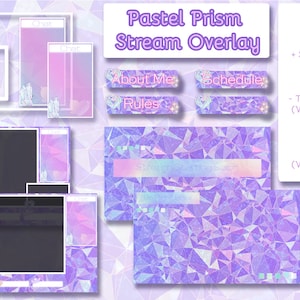 Pastel Prism Stream Overlay for Twitch, Youtube, Discord // Crystal Pattern Overlay Pack // Pastel Aesthetic Overlay Set