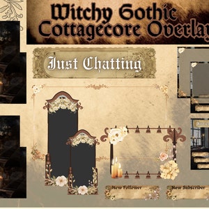 Witchy Gothic Cottagecore Livestream Overlay Set // Dark Overlay // Witch Aesthetic Overlay // Autumn Themes // Twitch, Youtube, Discord