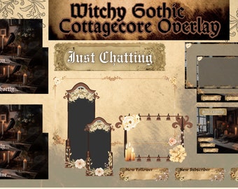 Witchy Gothic Cottagecore Livestream Overlay Set // Dark Overlay // Witch Aesthetic Overlay // Autumn Themes // Twitch, Youtube, Discord