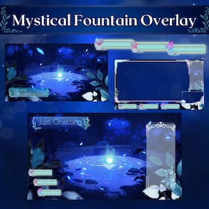 ANIMATED Mystical Fountain Overlay for Twitch, Discord, and Youtube // Blue Overlay // Magical Overlay // Forest Overlay // Fantasy Overlay