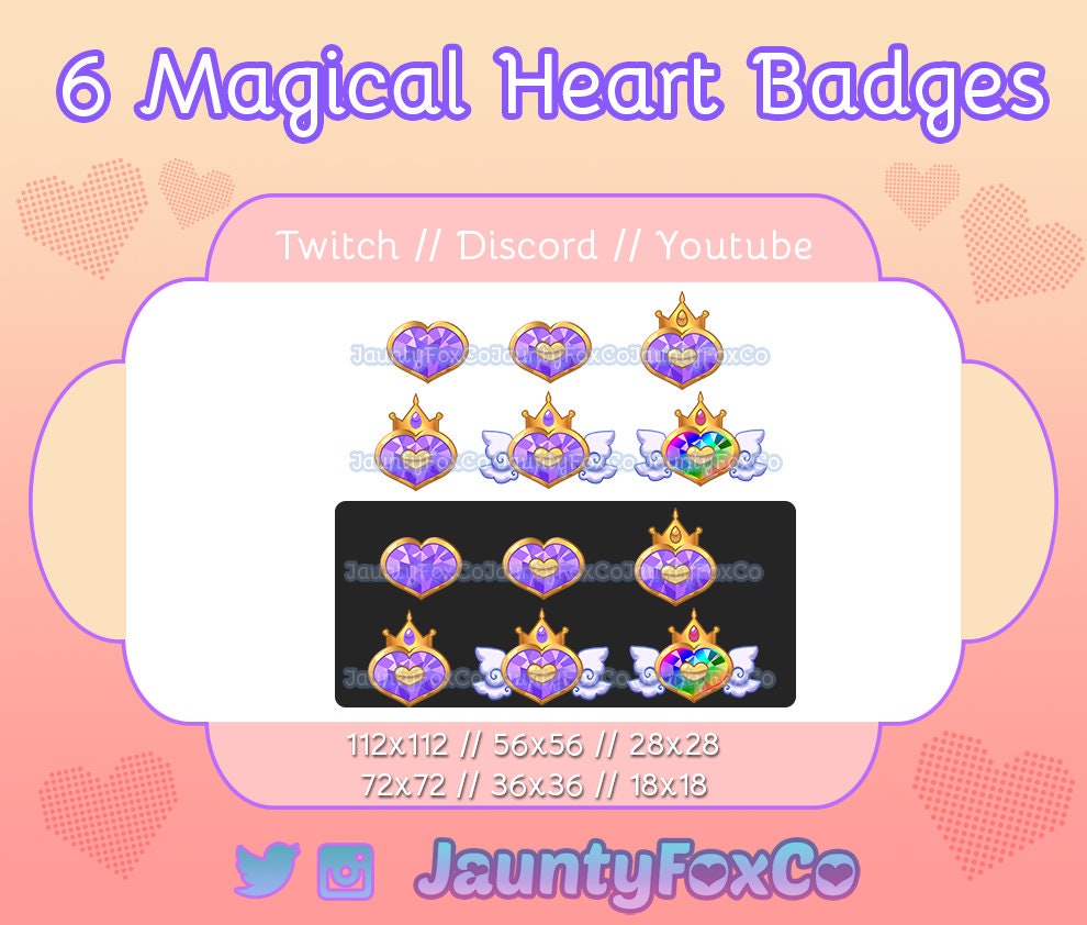 Cute Kawaii Purple Magical Hearts Badges // Magical Girl Crystal Heart ...