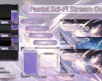 ANIMATED Pastel Sci-fi Stream Overlay for Twitch, Youtube, Discord // Futuristic Cyberpunk Overlay // Space Themed Overlay // Vtuber Asset
