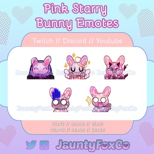 5 Pink Starry Bunny Emotes for Twitch, Youtube, Discord // Kawaii Pink Emotes // Cute Rabbit Emotes // Galaxy Bunny Emotes