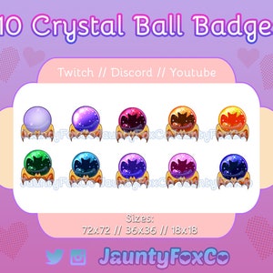10 Crystal Ball Bat Badges for Twitch, Youtube, Discord // Witchy Livestream Badges // Magical Badges // Colorful Badges // Gothic Badges