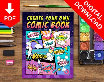 Blank Comic Book Template Blank Comic Strips Printable Comic Book Digital Download Blank Comic Pages Activity Book How To Draw Anime Cartoon