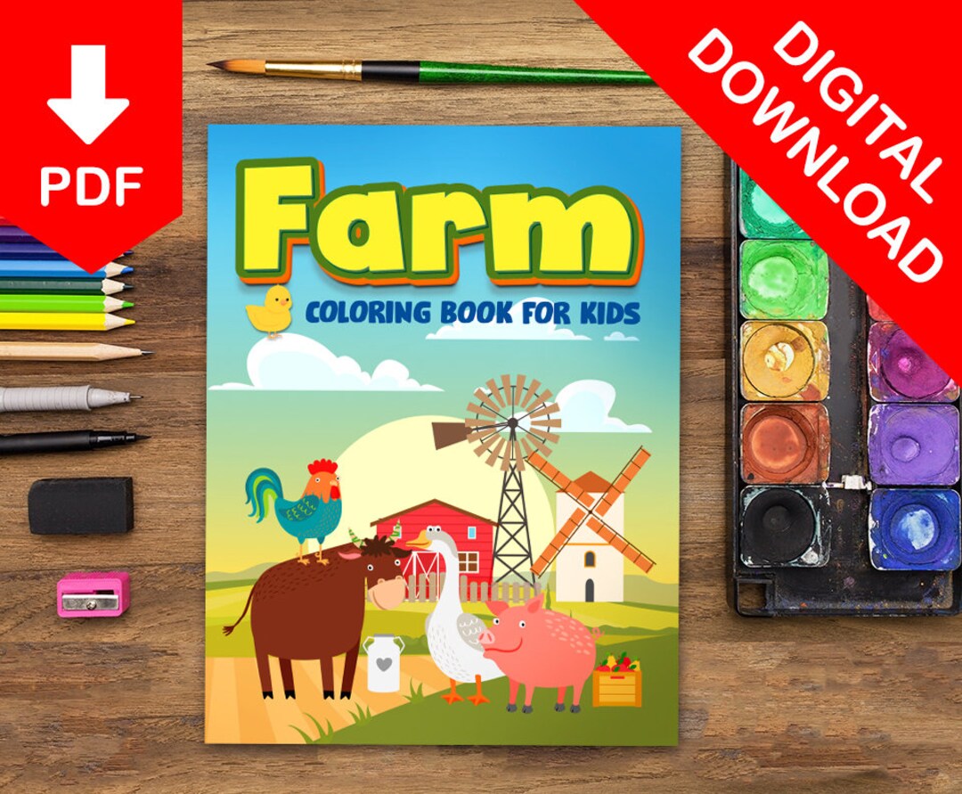 Farm & Animals Coloring Book Kids Coloring Pages for Kids Coloring Book ...