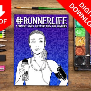 Adult Coloring Book, Adult Coloring Pages, Coloring Pages, Coloring Book, Adult Coloring Books, Runner, Running, Triathlete