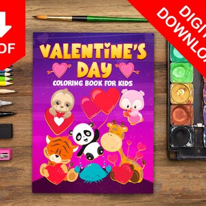 Valentines Day Coloring Pages for Kids Printable Coloring Pages Kids Coloring Book for Kids Coloring Pages Digital Coloring Book Kids