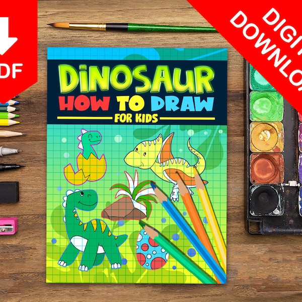 Dinosaur How To Draw Kids Activity Book For Children Coloring Pages for Kids Step By Step Childrens Illustrations How To Draw Drawing Book