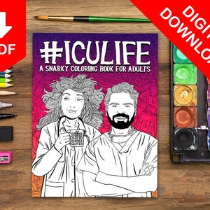 Adult Coloring Book, Adult Coloring Pages, Coloring Pages, Coloring Book, Adult Coloring Books, Gift Idea for Intensive Care Unit Staff