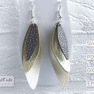 3D Leaf Earring SVG Template: Faux Leather Earrings Cut File (PDF)