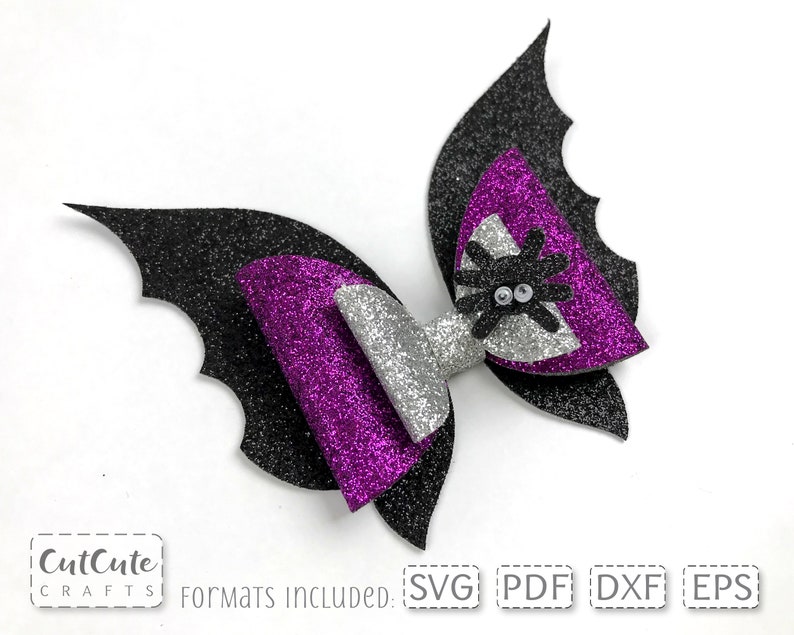 Download Halloween Bow SVG Bat Wings Bow template Hair Bow SVG | Etsy