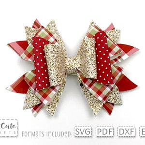 Faux Leather Hair Bow SVG Template: 5-Layer Bow (PDF Pattern)