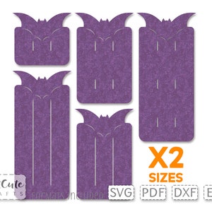 Szablon karty do wyświetlania kokardki do włosów nietoperzy SVG, pliki do cięcia karty do wyświetlania kokardki do Silhouette i Cricut, szablon opakowania kokardki do włosów, karta kokardki SVG