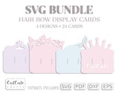 Hair Bow Display Card SVG Bundle, Hair Clip Display Card Cut Files for Silhouette and Cricut, Hairbow Packaging template, Bow SVG Cards