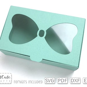 Bow Box SVG, Window Box SVG Template, Gift Box SVG, Cricut Box svg, Silhouette Box svg, display box, hair bow packaging cut file, no-glue