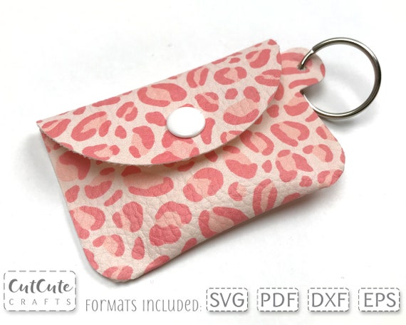 Mini Geometric Pattern Printed Coin Purse With Chain & Key Ring