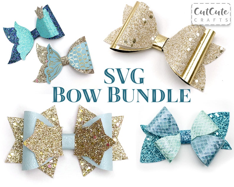 Download Bow SVG Bundle Mermaid bow svg Star Bow svg Hair Bow | Etsy