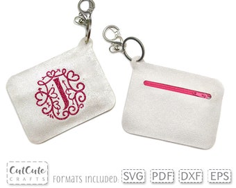 Faux Leather Zipper Coin Purse SVG Template: No-Sew Keyring DIY (Digital Files)