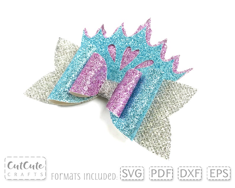 Download Icy frozen crown bow SVG Christmas hair bow template SVG ...
