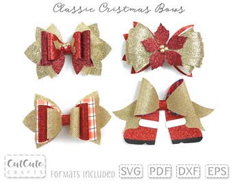 Classic Christmas Bow SVG Bundle, Haarschleife Vorlage SVG, Cricut Schnittdatei, Silhouette Schnittdatei, PDF FilzSchleife Muster, Cricut Projekte diy