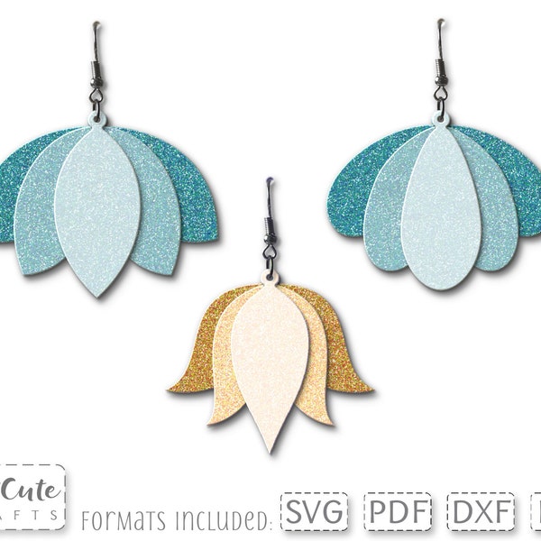 Floral Geometric Faux Leather Earring SVG Template (Digital Download)