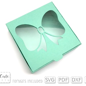 Bow Window Box SVG, Vierkante Bow Box Template, Gift Box SVG, Cricut Box SVG, Favor Box Svg, Window Box svg, display box voor haarbogen