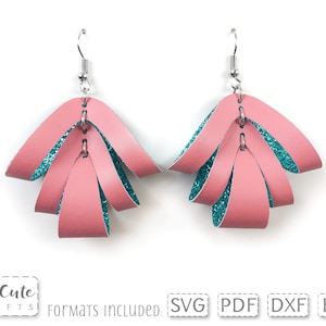 Cascade Earring SVG, Faux Leather Earrings template for Silhouette or Cricut, dangle earring svg, SVG cut file, laser cut file