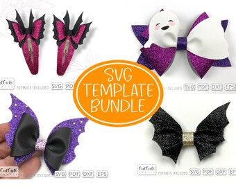 Halloween Hair Bow SVG Bundle: Bat & Ghost Templates (Digital Download)