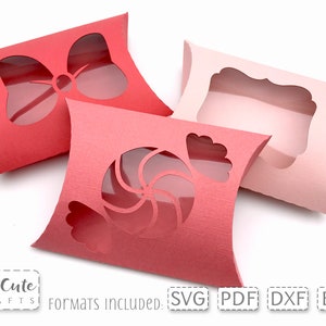 Caja de almohada de lazo de pelo SVG, plantilla SVG de caja de ventana, caja de regalo pequeña SVG, caja Cricut svg, caja de silueta svg, caja de presentación para el mercado