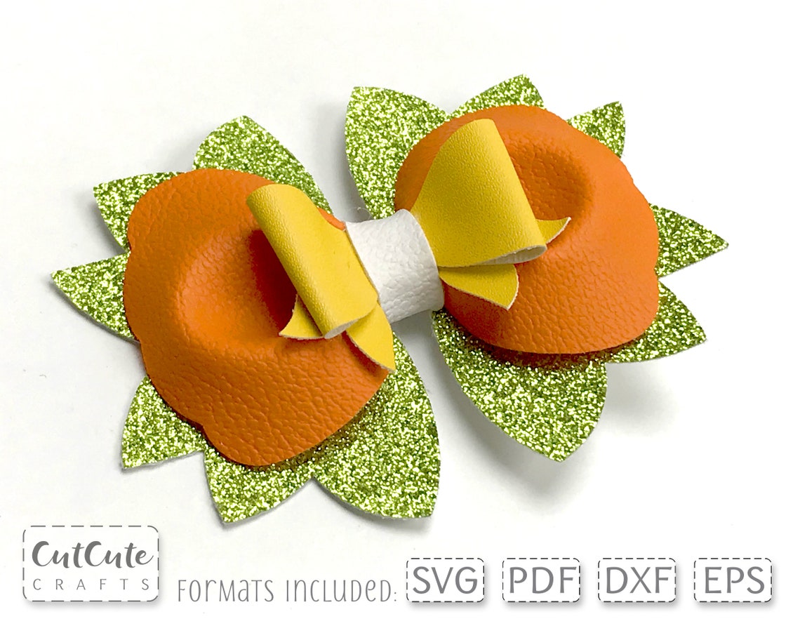 Pumpkin Pinch Bow SVG Autumn Bow Template Hair Bow SVG | Etsy