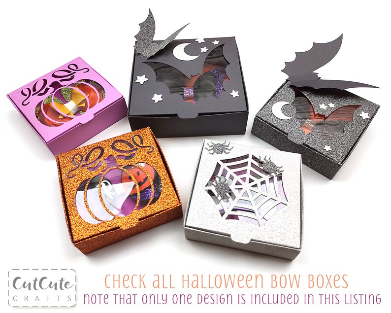 Bat Square Bow Box SVG Halloween Hair Bow Box Template Gift Etsy