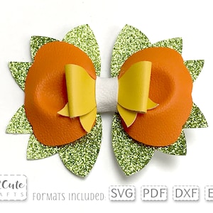 Pumpkin Pinch Bow SVG, Autumn Bow template, Hair Bow SVG, Cricut cut file, Silhouette cut file, Hairclip Bow svg, school bow DIY patterns