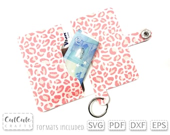 Plantilla SVG de billetera Wild Card, llavero de cuero sintético, archivo de corte de billetera pequeña para Cricut y Silhouette, llavero, tarjetero, monedero con llavero