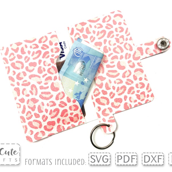 The Wild Card Wallet SVG Template Faux Leather Keyring Small Wallet cut file for  Cricut & Silhouette, Key Ring Card Holder, Keychain purse