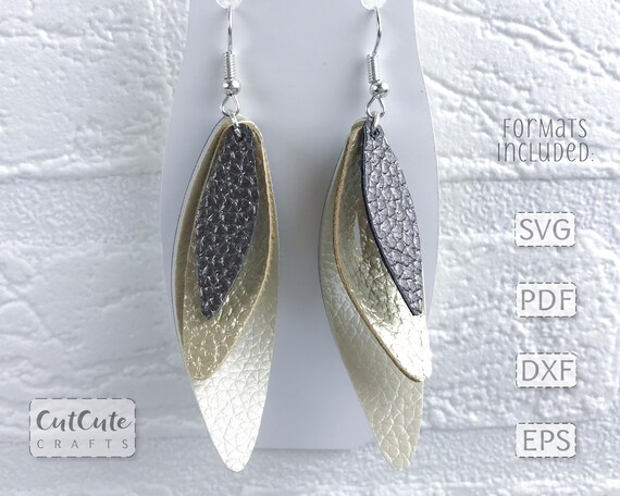 Download 3d Layered Leaf Shaped Earring Svg Faux Leather Earring Svg Etsy
